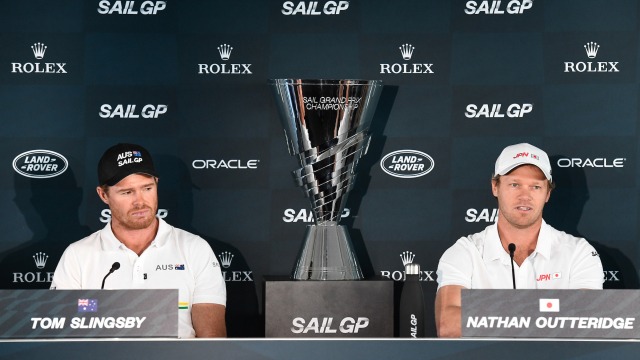 Tom Slingsby and Nathan Outteridge eye the SailGP Championship trophy