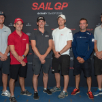 The six helmsman line up ahead of the start of Sydney SailGP