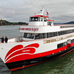 Red and White Fleet's 'Enhydra', one of the Official Spectator boats for San Francisco SailGP