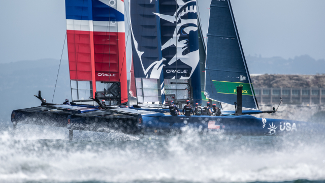 The USA SailGP Team getting ready to compete at New York SailGP