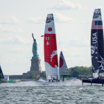 SailGP F50s racing on the Hudson River