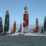 Six boats light up the Bay during practice racing